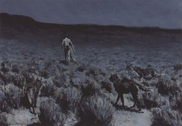 Frederic Remington The Wolves Sniffed Along the Trail (mk43) Sweden oil painting art